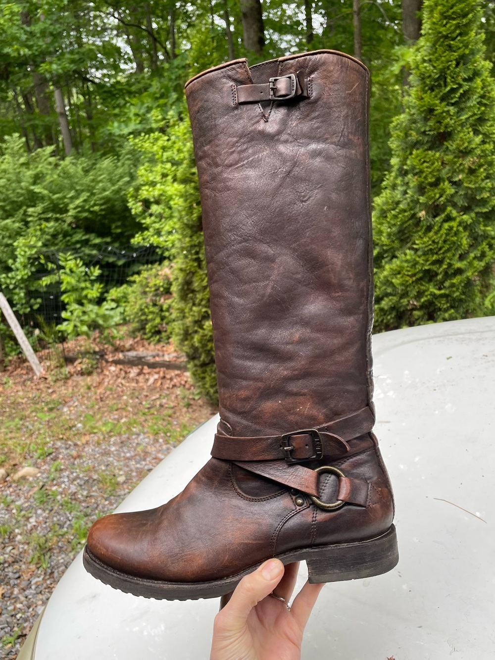 Frye Tall Leather Distressed Boots Size 9.5 Woman’s